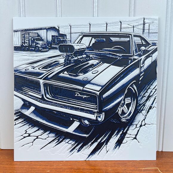 Hand Crafted Other - Dodge Charger Wall Art, Wall Art, Hueforge Art Print, Texture…